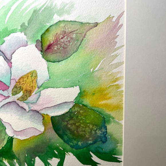 Original Watercolor Painting  Magnolias Artist Signed & Stamped Spring Floral - Picture 4 of 8